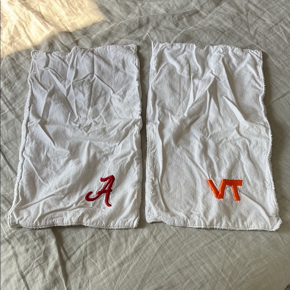 Embroidered Alabama and Virginia Tech Baby Bibs